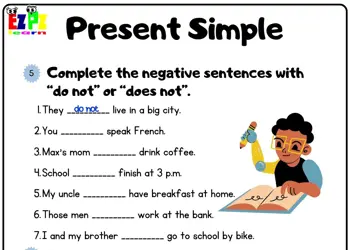 Present Simple Complete the Negative Sentences Grammar Worksheet Book 1 pdf